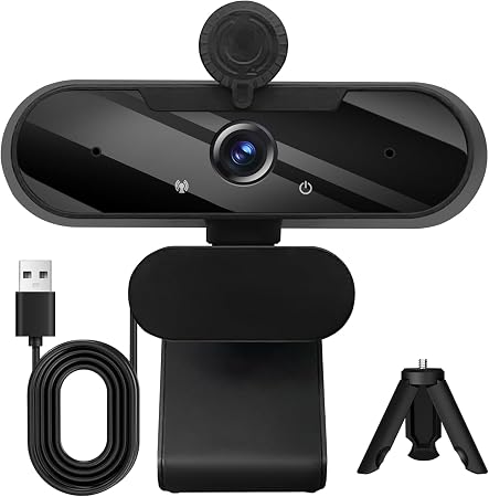 HD 1080P Webcam with Built-in Microphone and Rotatable Tripod, 1080P Video and Wide Angle Camera, Privacy Cover, for Desktop PC or Laptop Computer （Black） - Image 3