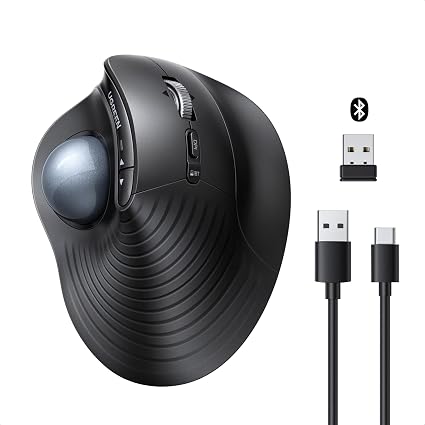 UGREEN M785DR Wireless Trackball Mouse, Bluetooth & 2.4G, Thumb Control
