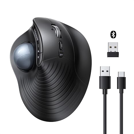 UGREEN M785DR Wireless Trackball Mouse, Bluetooth & 2.4G, Thumb Control