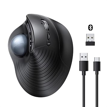 UGREEN M785DR Wireless Trackball Mouse, Bluetooth & 2.4G, Thumb Control