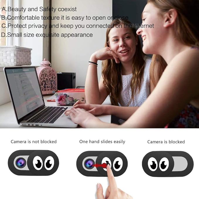 Eye Webcam Cover Slide - Web Camera Cover Fits for Laptop, Desktop, Pc, Macboook Pro, iMac, Mac Mini, Computer, iPhone Smartphone, Protect Your Privacy Security, Strong Adhensive 6 Pack (6 Pack)
