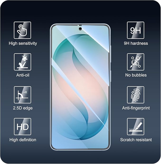 3+3+1-Pack, Screen Protector and Camera Lens Protector for Samsung Galaxy S26 with Installation Alignment Aid, Tempered Glass Film, Impact-Protection, HD, Anti-Scratch, 9H Hardness