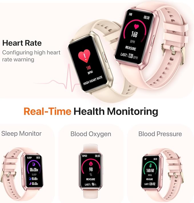 Smart Watch Fitness Tracker with Make Call 24/7 Heart Rate Blood Pressure Sleep Monitor, 100+ Sports Modes, Calorie Step Counter for Walking, IP68 Waterproof, Smart Watches for Men Women