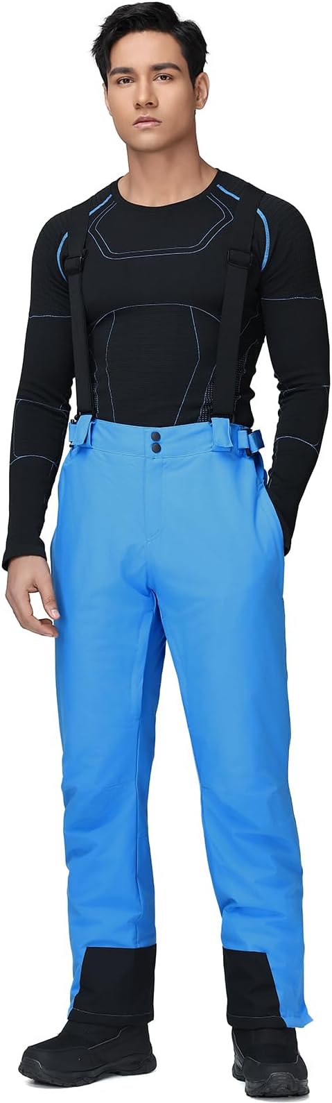RIUIYELE Men's Ski Pants Insulated Snow Bibs Warm Winter Snowboard Bibs Overalls Waterproof Winterproof with Suspenders