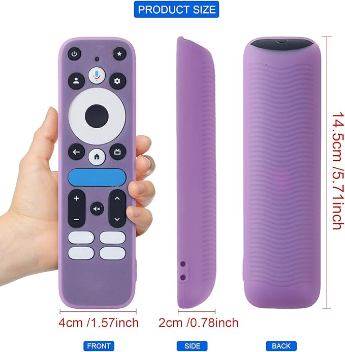 Luminous Purple Remote Case Fit for 2025 Onn Google TV Box 4K pro Remote Lightweight Anti-Slip Skin-Friendly Silicone Skin Sleeve