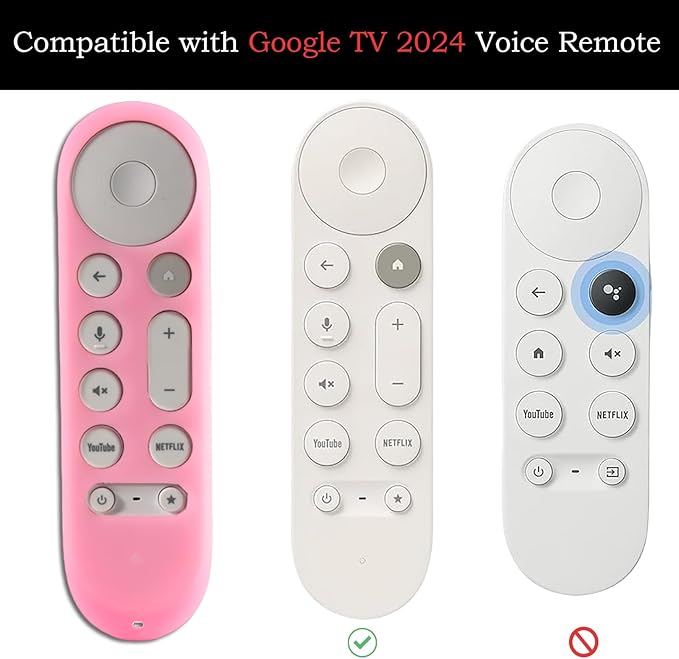 Protective Sleeve Set for Google TV Streamer 4K 2024 Chromecast Remote Case and Box Cover Glow in The Dark Glow Pink