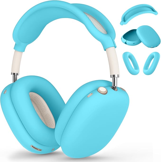 Silicone Case Cover for AirPods Max, Ear Pad Case Cover/Ear Cups Cover/Headband Cover for AirPods Max Headphones,Accessories Soft Silicone Protector for Apple AirPods Max New USB-C (2024) (Ocean Blue)