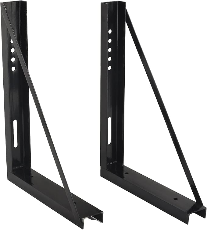 18’’x24’’ Bolted Steel Mounting Brackets for Trailer Tool Box, Set of 2 - Black