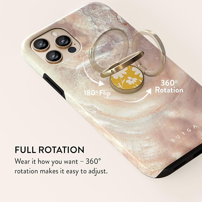 BURGA Cell Phone Ring, Holder Grip and Stand - Finger Phone Grip for Back of Smartphone Case, Kickstand 360 Rotation, Universal Ring for iPhone Samsung Galaxy Huawei Google Pixel, Stylish Accessories