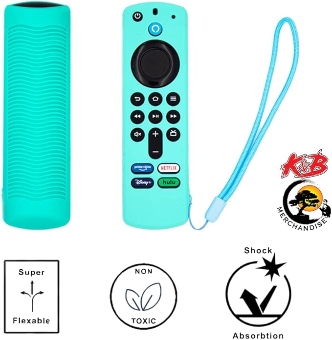 Remote Cover Protective Case Compatible with Firestick 3rd Gen Fire TV Stick 2021 4K Alexa Voice Remote Control Non Slip Silicone Shock Resistant Sleeve with Lanyard 1 Pack Teal