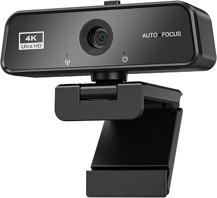 4K Webcam for PC & Mac with USB-C Adapter, 90° Wide-Angle Computer Camera