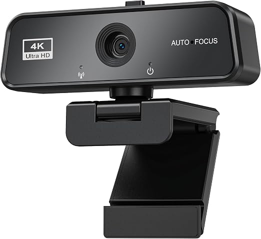 4K Webcam for PC & Mac with USB-C Adapter, 90° Wide-Angle Computer Camera