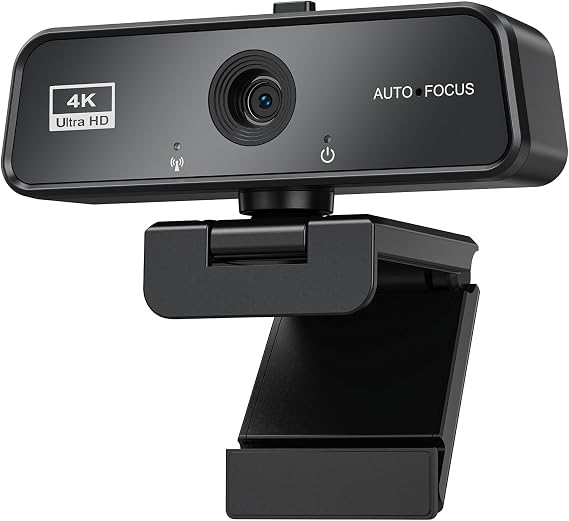 4K Webcam for PC & Mac with USB-C Adapter, 90° Wide-Angle Computer Camera
