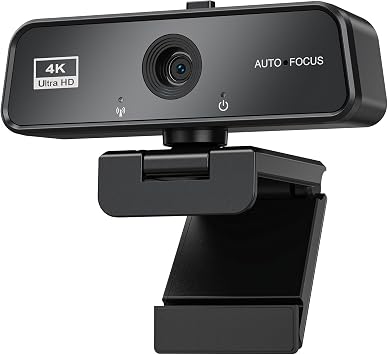 4K Webcam for PC & Mac with USB-C Adapter, 90° Wide-Angle Computer Camera