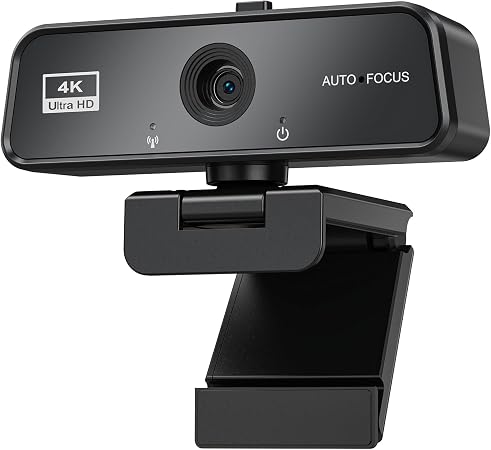 4K Webcam for PC & Mac with USB-C Adapter, 90° Wide-Angle Computer Camera
