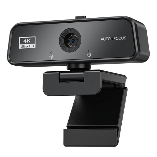 4K Webcam for PC & Mac with USB-C Adapter, 90° Wide-Angle Computer Camera