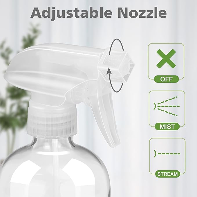 Glass Spray Bottles with Silicone Sleeve Protection, Empty 16 oz Refillable Containers, Reusable Spray Bottles with Adjustable Nozzle for Hair, Cleaning Solutions, 3 Pack Blue