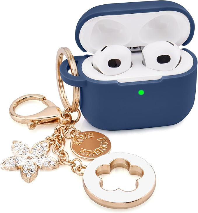VISOOM Case for Airpods 3 Pink Airpods 3rd Cases 2021 Silicone for iPod 3 Earbuds Case Cover Women Wireless Charging Case with Accessories Girl Bling Keychain for Apple Ear Buds 3rd Generation