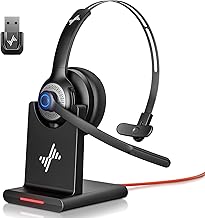 Bluetooth Wireless Headset with Mic for Work, Bluetooth 5.2, Advanced Noise Reduction Microphone, Clear Calls - Comfortable On-Ear Headphones, Applicable to PC, Laptop, Phone, Android, Zoom, Office - Image 1