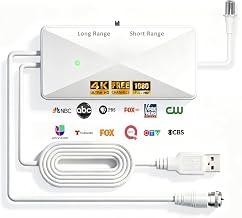 TV Antenna Amplifier, High Gain Indoor Antenna Signal Booster，White