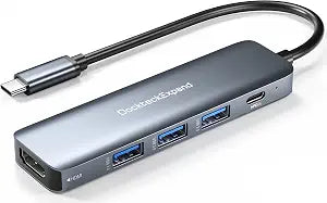 USB C HUB, DockteckExpand 5 in 1 USB-C Multiport Adapter