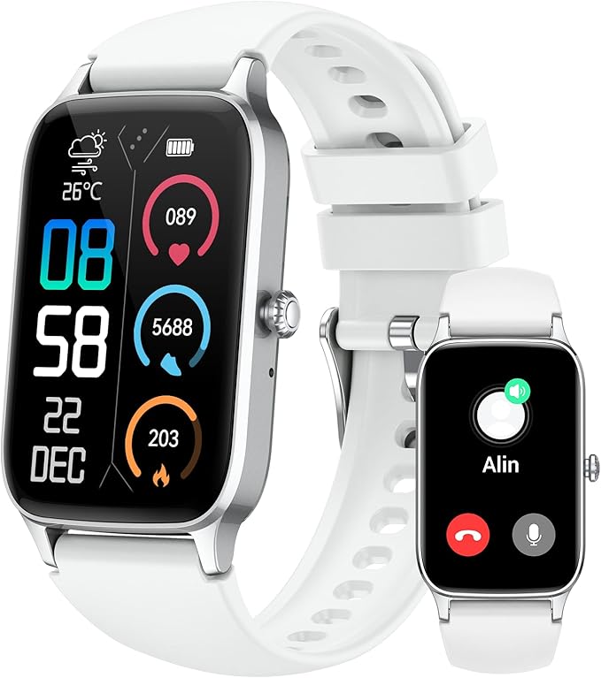 Smart Watch for Men Women, 1.57" Smartwatch (Answer/Make Call), 2025 NEW Fitness Tracker with 110 Sport Modes, Heart Rate/Sleep Monitor, IP68 Waterproof, Pedometer, Fitness Watch for Android iOS White