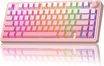 AULA F75 Pro Wireless Mechanical Keyboard Silent Version,75% Hot Swappable Custom Keyboard with Knob,RGB Backlit,Pre-lubed Switches,Side Printed PBT Keycaps,2.4GHz/USB-C/BT5.0 PC Gaming Keyboards,Pink - Image 1