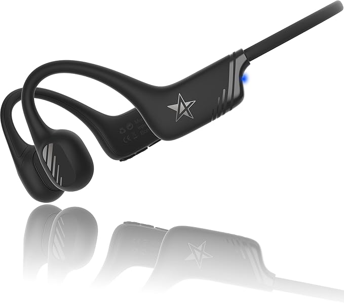 Open-Ear Bluetooth Bone Conduction Sport Headphones Sweat Resistant Wireless Earphones Open Ear Earbuds Wireless Bluetooth Headset with Mic for Fitness Workouts Running,Built-in Mic,with Hair Band