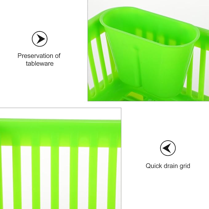 Multifunction Kitchen Tableware Draining Rack with Side Drainage Medium Plastic Bowl Holder Organizer for Chopsticks Cups Spoons Forks Space-Saving Sink Plate and Utensil Storage