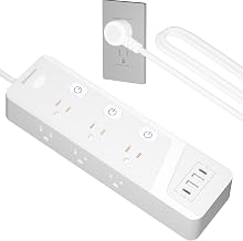 Surge Protector Power Strip with Individual Switches - 6 Wide Spaced Outlet 4 USB Ports(2 USB C), 6 ft Extension Cord with Switch On/Off, 1500J, Flat Plug, Wall Mount for Home Office, White - Image 1