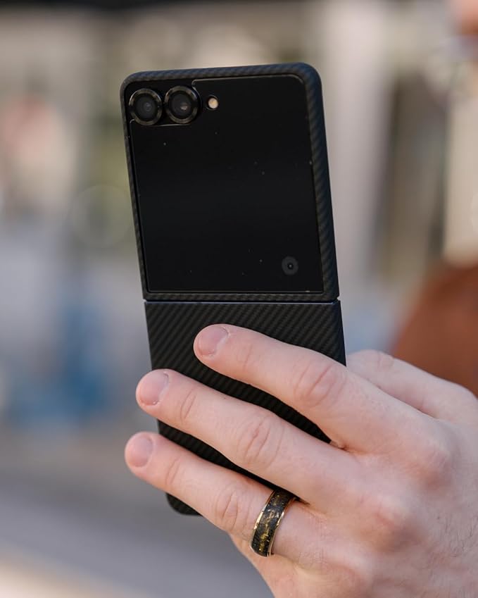 Thinborne Compatible with Samsung Galaxy Z Flip 7 Case, [600D Aramid Fiber] [Magnetic Charging] [Ultra Thin] [Minimalist Style] [Carbon Fiber Textures]