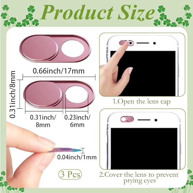 3Pcs Laptop Camera Cover Pink 0.04 Inch Ultra Thin Webcam Cover Slide Metal for Mini PC Phone Laptop Desktop Tablet Aluminum Durable Phone Privacy Protectors for Home Office Travel Use