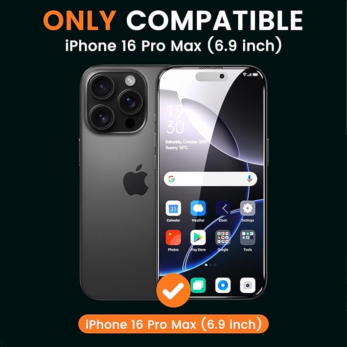 BNCHI 3 Pack for iPhone 16 Pro Max Privacy Screen Protector + 3 Pack Camera Lens Protector, Shatterproof Premium Tempered Glass, Auto-Dust Removal, 28°Anti Spy, 9H Full Coverage Tempered Glass Film