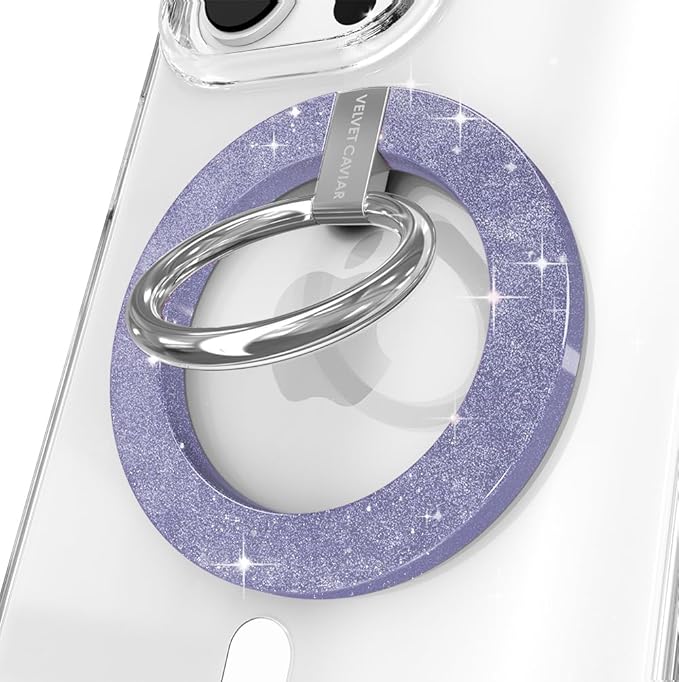 VELVET CAVIAR Compatible with MagSafe Phone Grip - Magnetic Ring Holder with Adjustable Stand - Removable MagSafe Accessories for iPhone 16, 15, 14, 13, 12 (Lilac Stardust)