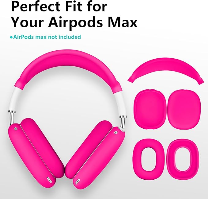 Case for Airpods Max Headphones,Ear Pad Case Cover/Ear Cups Cover/Headband Co ver for AirPods Max(USB-C/Lightning)(2024/2020),Silicone for Apple Airpod Max, Accessories Cases(Rose Pink)