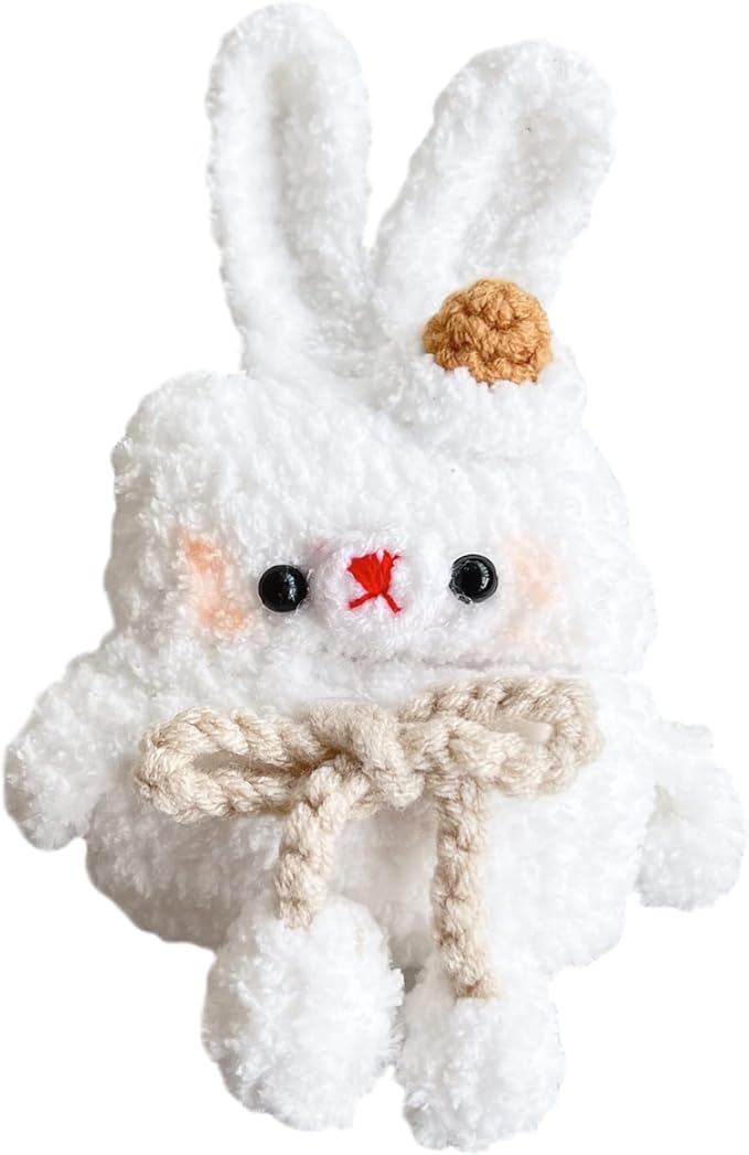 Yatchen Plush Rabbit Case for AirPods 3,Kawaii Cute 3D Cartoon Fur White Bunny Funny Furry for AirPods 3rd Generation Cover with Keychain Protective Case Women Girls