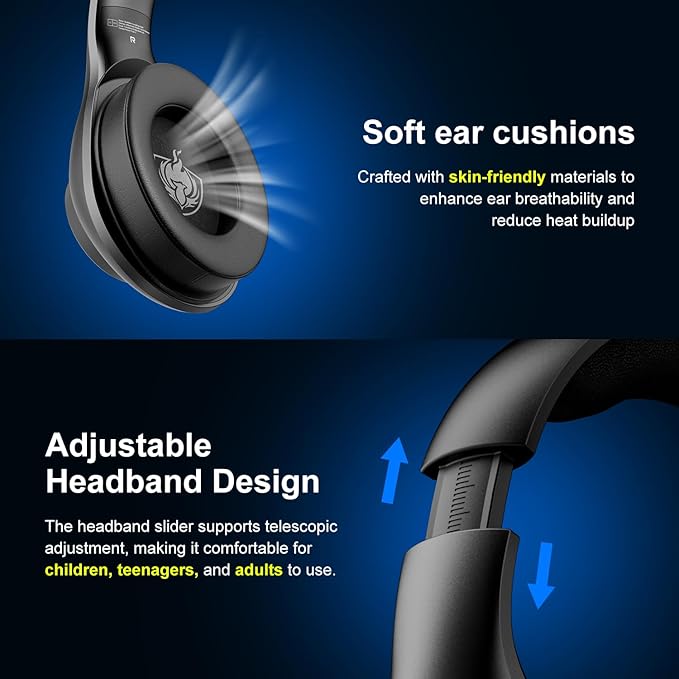 Gaming Headset for PS5 PS4 PC, Wired Headsets with 7.1 Surround Sound, H-7 Gaming Over Ear Headphones with Noise Cancelling Flexible Mic Memory Earmuffs, for PC/PS5/PS4/XboxSeries X/S/Switch（Black）