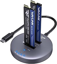 WAVLINK M.2 NVMe SSD Cloner Dock, 10Gbps Dual-Bay NVMe to USB-C/A Enclosure, Supports Offline Clone, UASP, Design for M-Key or M+B Key SSDs in Size 2230/2242/2260/2280/22110, SSD Not Include - Image 1