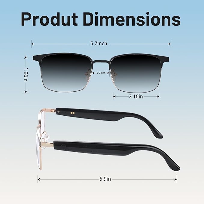 Smart Glasses for Men & Women with Photochromic Lenses, Bluetooth 5.3, Polarized, Blue Light Blocking, Open-Ear Speakers