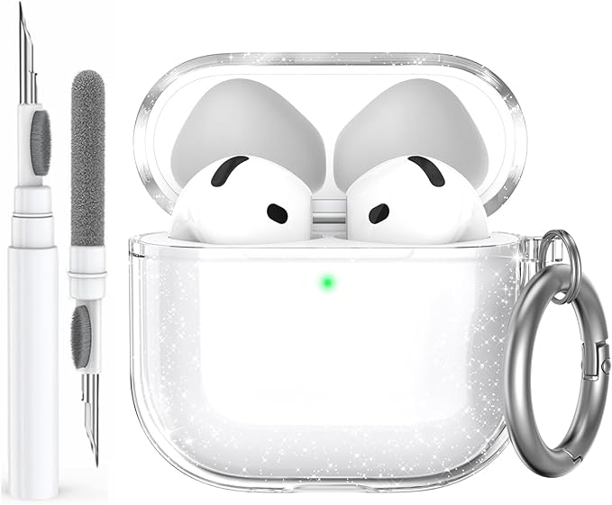 AhaStyle Clear Airpods 4 Case Cover with Cleaning Kit [Anti-Yellowing] Soft TPU Protective Covers Skin Designed for Apple AirPods 4th Generation 2024 Support USB-C Charging Case and Wireless Charging