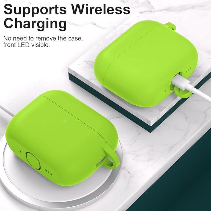 ATUAT for AirPods Pro 3 Case Cover with Cleaner, Protective Soft Silicone Skin with Keychain for Women Men for Apple AirPods Pro 3rd Generation Case(2025), Front LED Visible, Light Green