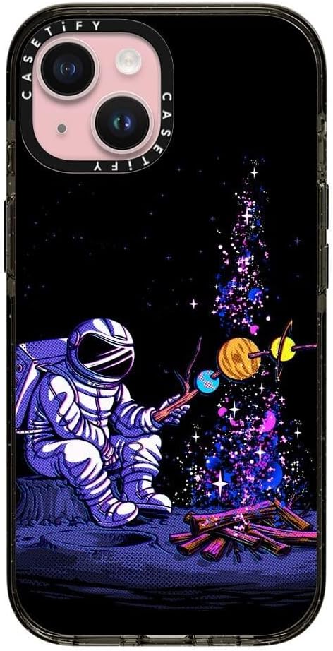 CASETiFY Impact Case for iPhone 15 [4X Military Grade Drop Tested / 8.2ft Drop Protection] - Stars Prints - Moon Camping - Clear Black