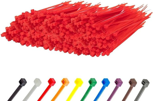 GTSE 6 Inch Red Zip Ties, 1,000 Bulk Pack, 40lb Strength, UV Resistant Strong Nylon Cable Ties, Self-Locking 6" Tie Wraps
