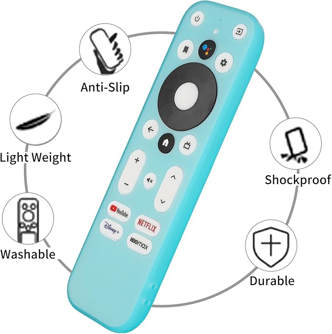 Silicone Remote Control Case Compatible with Onn 100024646 100026240 4K UHD Stick TV Box Remote Shockproof Protective Shell Cover with a Lanyard (Fluorescent Blue)