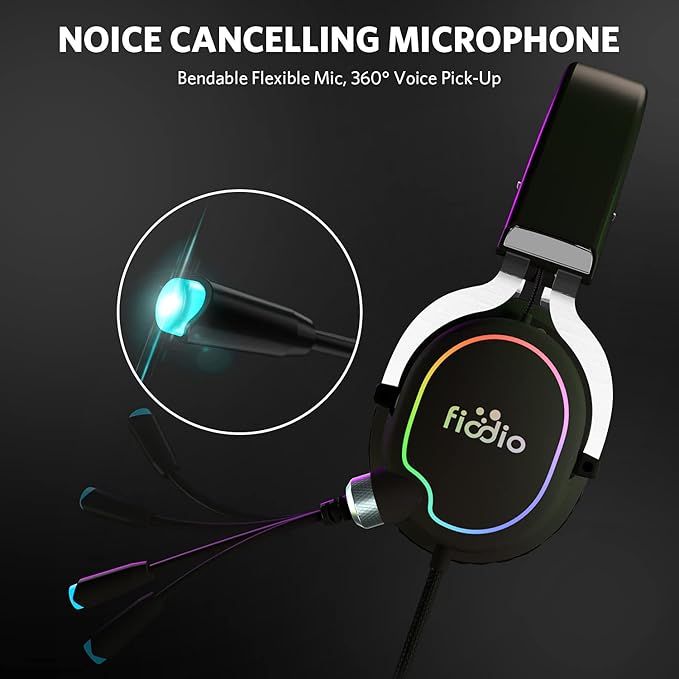 Gaming Headset with Surround Sound Stereo for Xbox One PS4 PC Switch Tablet, Noise Cancelling Over Ear Headphones with Mic, LED Light and Soft Memory Earmuffs for Laptop