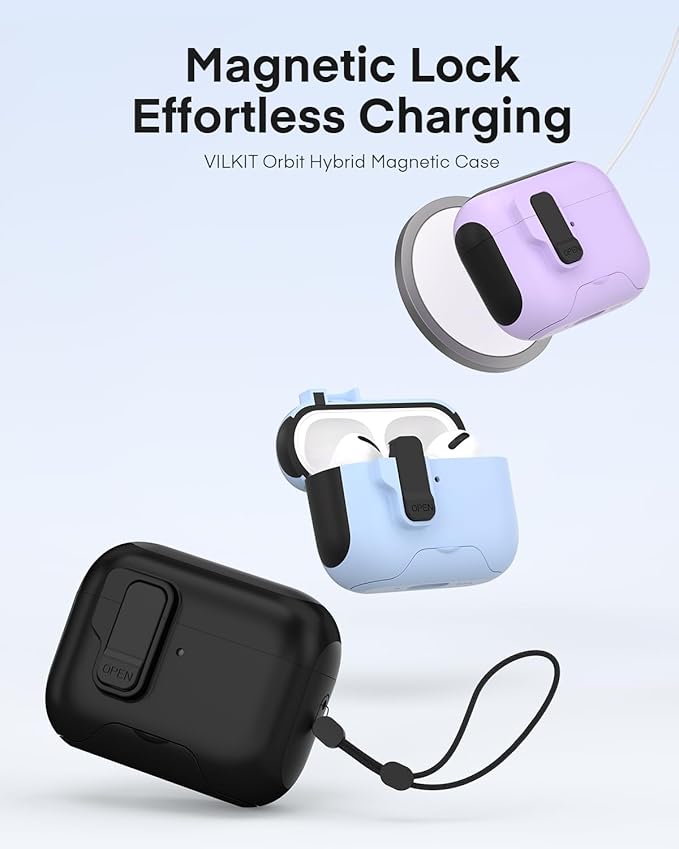 Maxjoy for AirPods Pro 3 Protective Case with Cleaning Kit, Military Hard Case with Lock Shock-Absorbing, Black