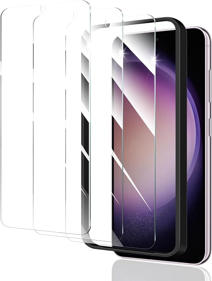 3*Screen Protector for Samsung Galaxy S22/S23 with a Installation Alignment Aid, HD Tempered Glass Film, Impact-Protection [9H Hardness][Anti-Shatter][Anti-Scratch][2.5D Curved Edges]