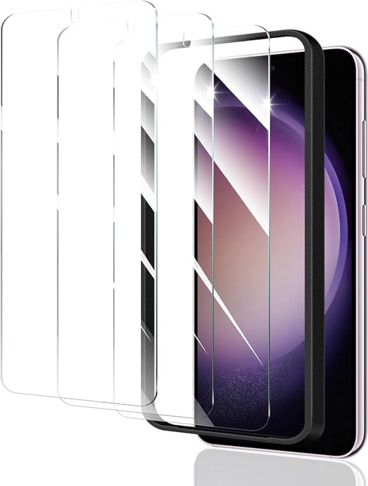 3*Screen Protector for Samsung Galaxy S22/S23 with a Installation Alignment Aid, HD Tempered Glass Film, Impact-Protection [9H Hardness][Anti-Shatter][Anti-Scratch][2.5D Curved Edges]