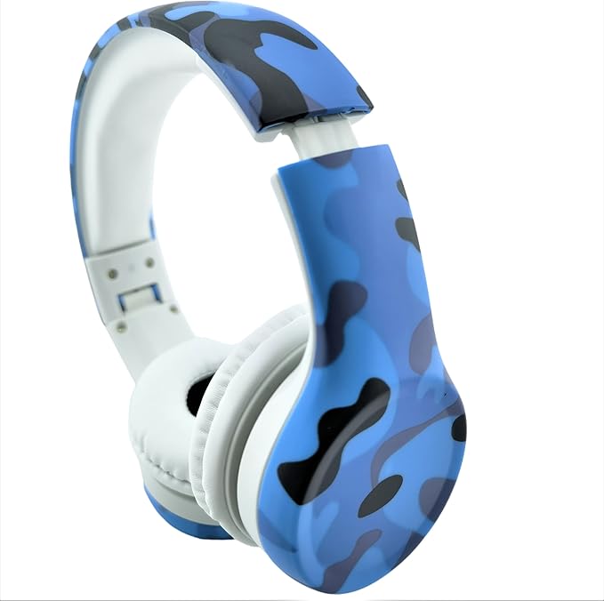 Kids Headphones with Cord, Toddler Headphones with Sharing Function, 85dB/93dB Safe Volume Limit, for Toddler Children Baby Boys Girls On-line Study, School, Travel use (camo Blue)