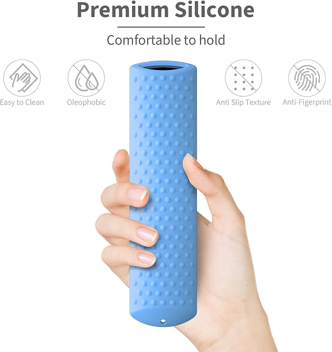 6.4 Inch Silicone Cover Compatible with Fire TV Stick 4K Max 2nd gen 2023 Remote Control,Silicone Case for Toshiba/Insignia Smart TV Remote,Anti-Slip Sleeve Cover with Lanyard(Glowblue+Blue)